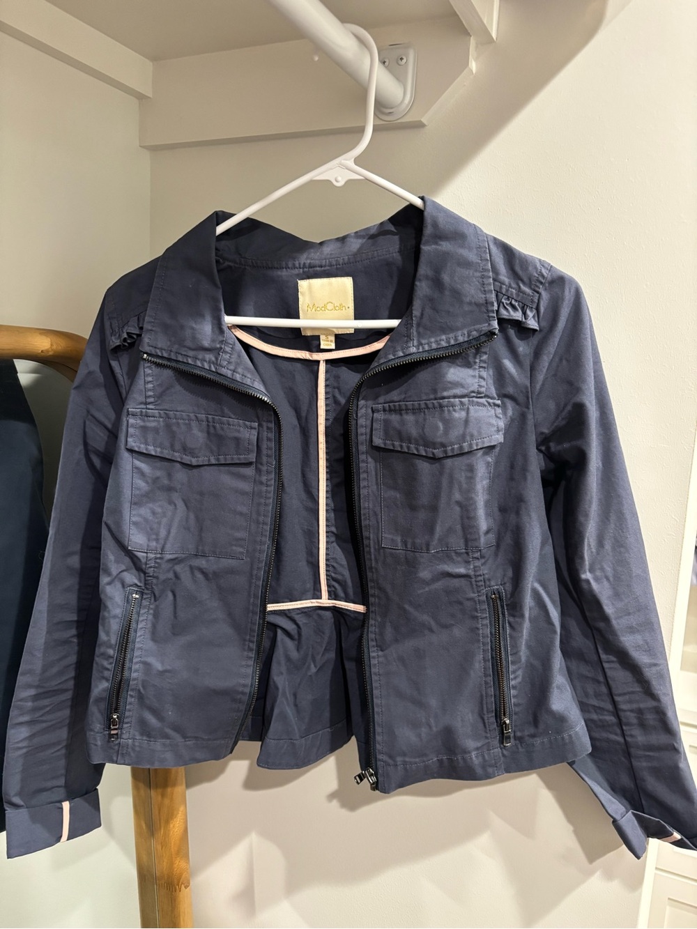 Modcloth Navy Utility Jacket with Pale Trim